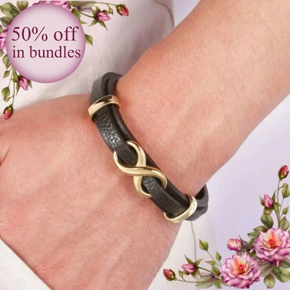 Men Infinity Decor Bracelet PU for Jewelry Gift and for‎ a Stylish Look